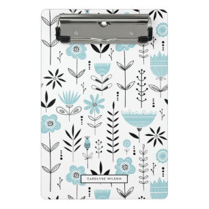 Minicarpeta De Pinza Personalizado de patrón floral azul escandinavo