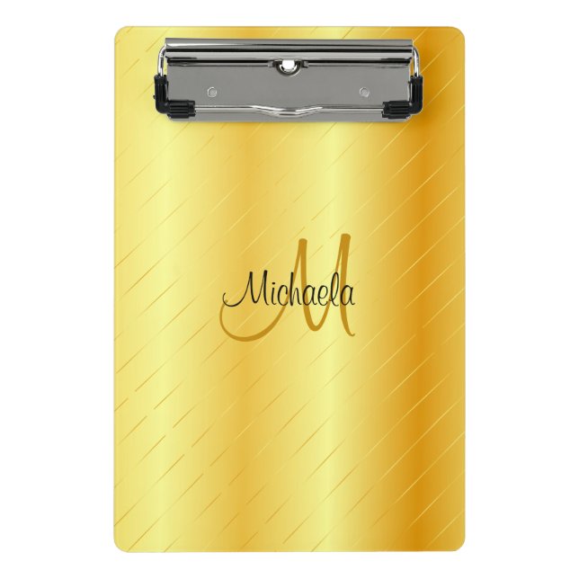 Minicarpeta De Pinza Personalizado Elegant Gold Look Monogram Template (Anverso)