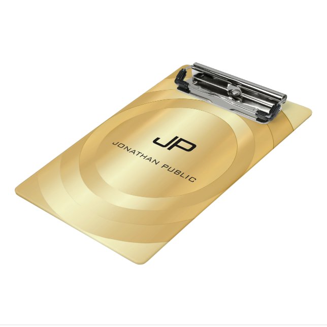 Minicarpeta De Pinza Personalizado Faux Gold Monogram Template Elegant  (Angulado 3)