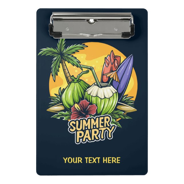 Minicarpeta De Pinza Personalizado Texto Fiesta de verano tropical (Anverso)