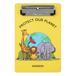 Minicarpeta De Pinza Personalizado Texto Tierra con animales