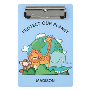 Minicarpeta De Pinza Personalizado Texto Tierra con animales