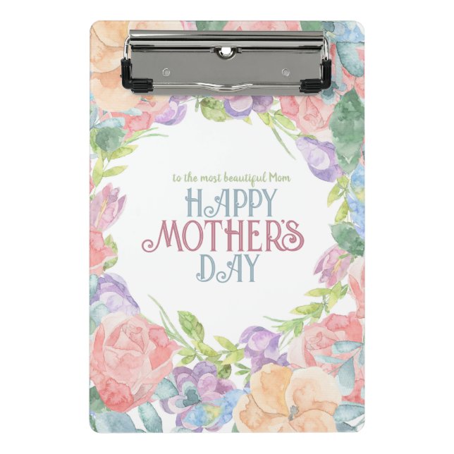 Minicarpeta De Pinza Personalizar cuatro flores acuarela Día de la Madr (Anverso)