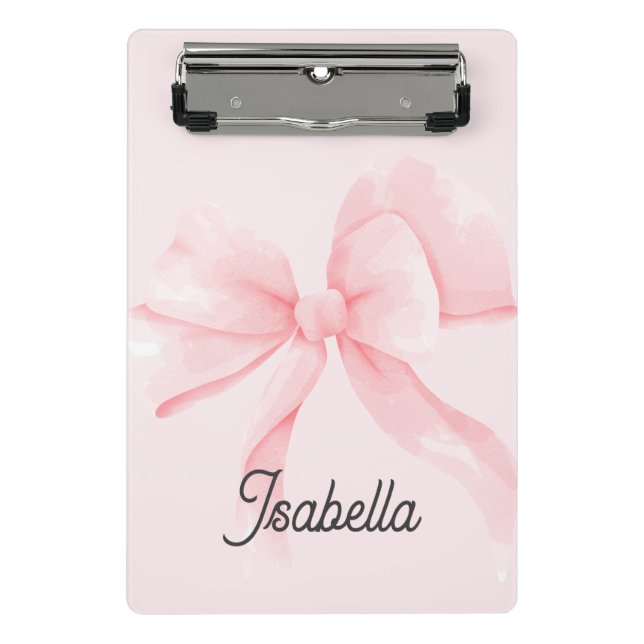 Minicarpeta De Pinza Personalized Coquette Pink Bow Girl (Anverso)