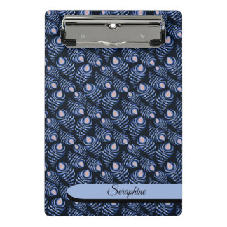 Minicarpeta De Pinza Personalized Feather Clipboard | Blue Pattern