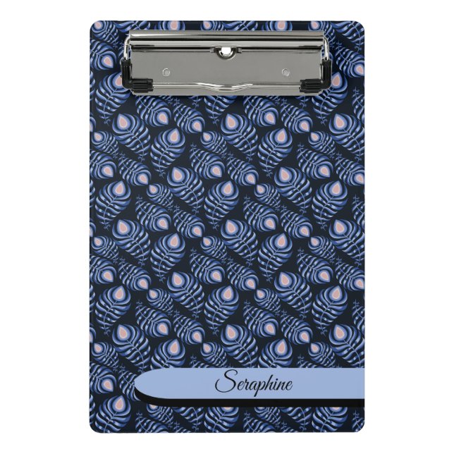 Minicarpeta De Pinza Personalized Feather Clipboard | Blue Pattern (Anverso)