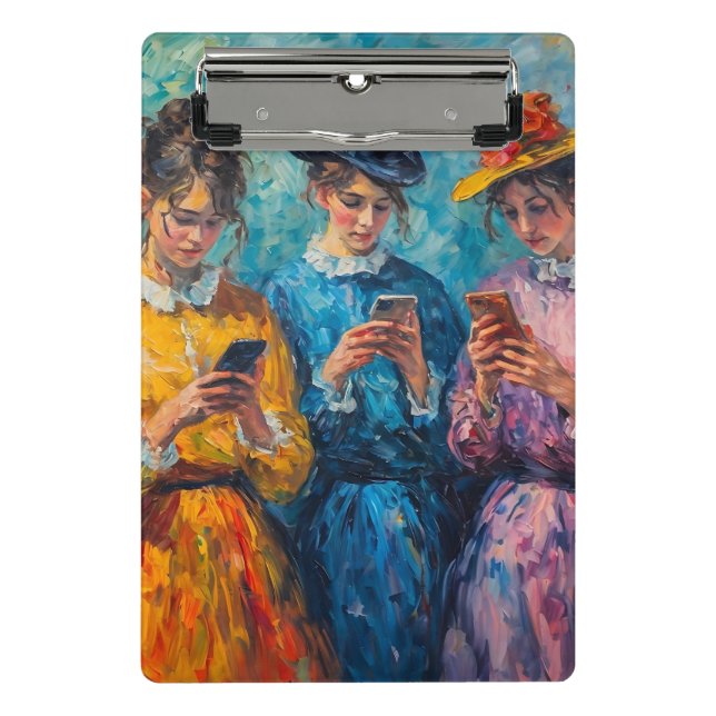 Minicarpeta De Pinza Personas del siglo XIX usando smartphones (Anverso)