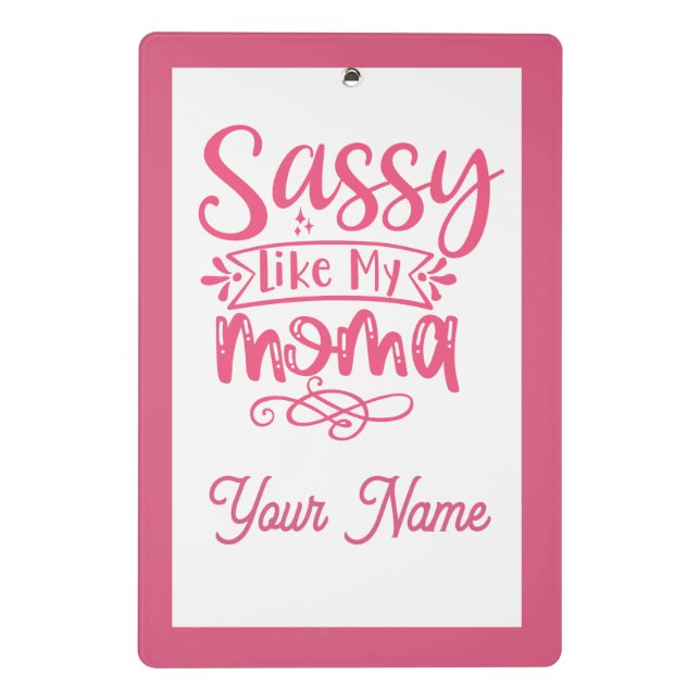 Minicarpeta De Pinza Pink Personalized "Sassy Moma"  (Reverso)