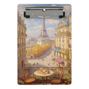 Minicarpeta De Pinza Pintura al óleo de vista de balcón parisino románt