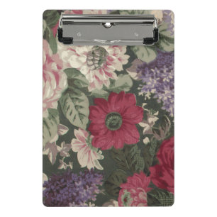 Minicarpeta De Pinza Pintura de flores vintage rojas rosadas azules y b