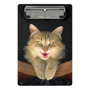 Minicarpeta De Pinza Pintura de gato loco - Arte de gato original lindo