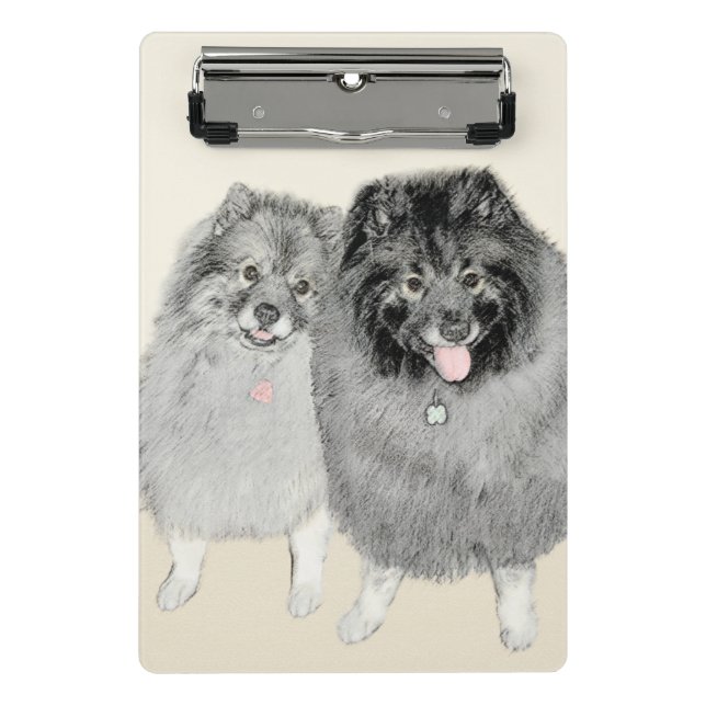 Minicarpeta De Pinza Pintura de madre y hijo Keeshond - Arte de perro o (Anverso)