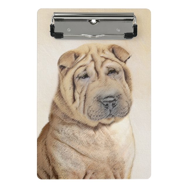 Minicarpeta De Pinza Pintura de Shar Pei - Arte Perro Original Cuto (Anverso)