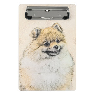 Minicarpeta De Pinza Pintura Pomerania (Naranja) - Arte Perro Original