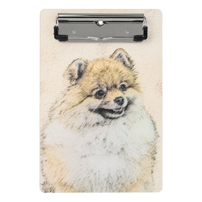 Minicarpeta De Pinza Pintura Pomerania (Naranja) - Arte Perro Original (Anverso)