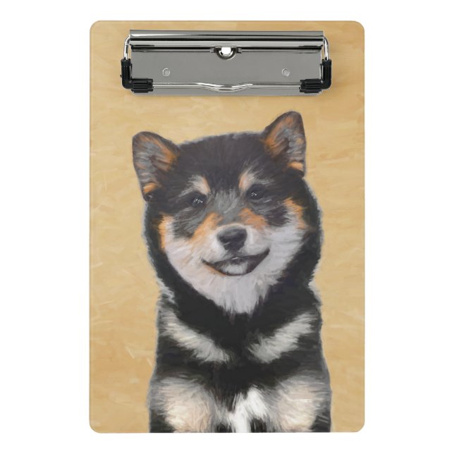Minicarpeta De Pinza Pintura Shiba Inu (Negro y Tan) - Arte de perro (Anverso)