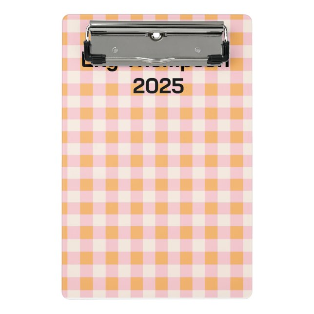 Minicarpeta De Pinza Planificador de cuadrados rosa y Naranja Pastel (Anverso)