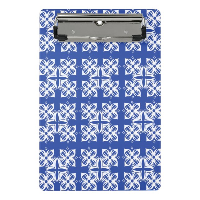 Minicarpeta De Pinza Planner clásico con patrones azules (Anverso)
