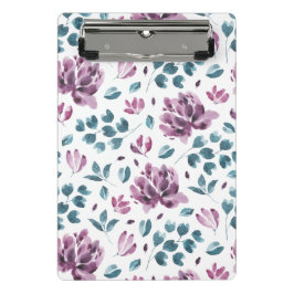 Minicarpeta De Pinza Planner floral acuarela morado