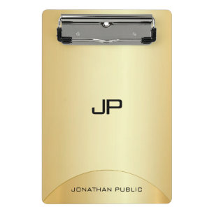 Minicarpeta De Pinza Plantilla de monograma elegante Faux Gold personal