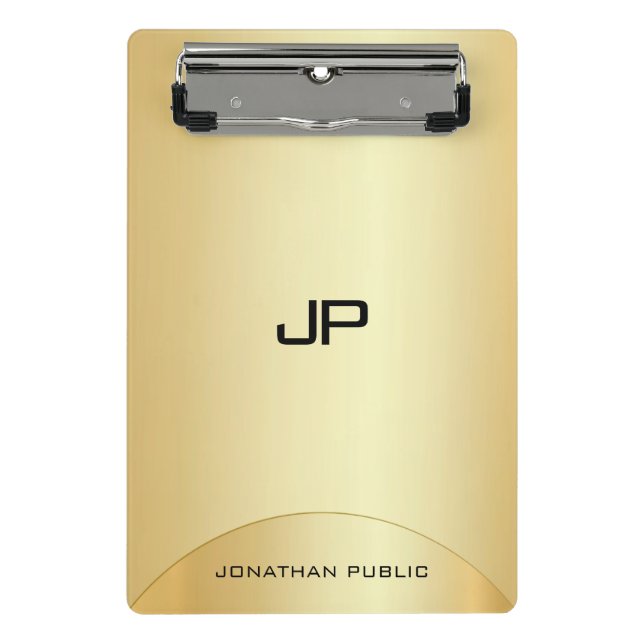 Minicarpeta De Pinza Plantilla de monograma elegante Faux Gold personal (Anverso)