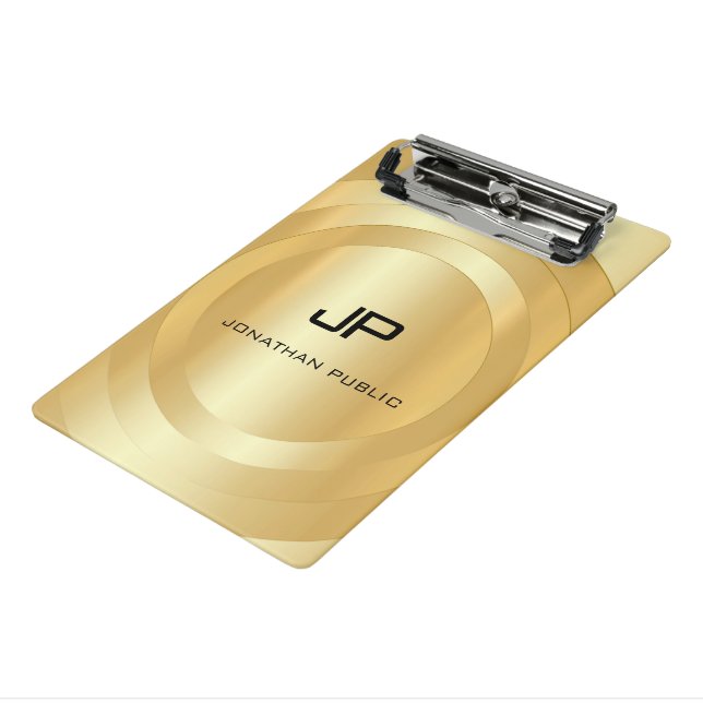 Minicarpeta De Pinza Plantilla de Monograma Faux Gold personalizada Ele (Angulado 3)