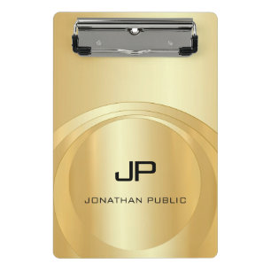 Minicarpeta De Pinza Plantilla de Monograma Glamoroso Faux Gold Elegant