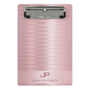 Minicarpeta De Pinza Plantilla de oro glamoroso Rosa Monograma moderno