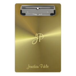 Minicarpeta De Pinza Plantilla monogramada elegante oro metálico modern