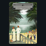 Minicarpeta De Pinza Playa del vintage del art déco<br><div class="desc">Vintage del art déco - noche iluminada por la luna en la playa</div>