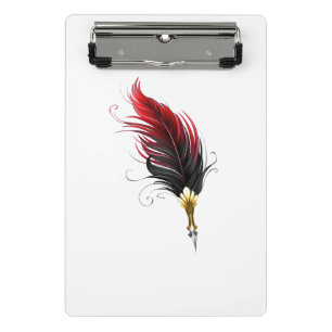 Minicarpeta De Pinza Pluma de plumas rojas con nido de oro