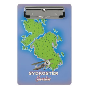 Minicarpeta De Pinza Póster de viaje de mapa antiguo de Sydkoster Sueci