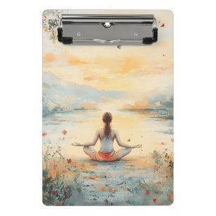Minicarpeta De Pinza Prado de la puesta de sol meditación con mariposas