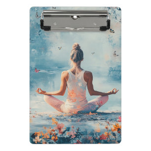 Minicarpeta De Pinza Prado de la puesta de sol Meditación con mariposas