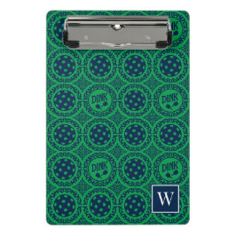 Minicarpeta De Pinza Preppy Pickleball Damask – Azul Marino y Verde Din