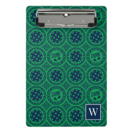 Minicarpeta De Pinza Preppy Pickleball Damask – Navy & Green Dink 
