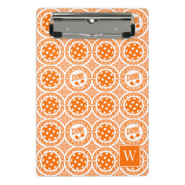 Minicarpeta De Pinza Preppy Pickleball Damask – Orange Dink Motif  