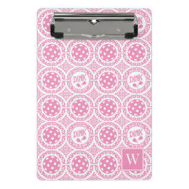 Minicarpeta De Pinza Preppy Pickleball Damask – Pink Dink Motif  