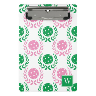 Minicarpeta De Pinza Preppy Pickleball Laurel Wreath - Pink & Green