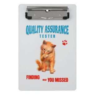 Minicarpeta De Pinza Probador de QA Gato Humor