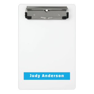 Minicarpeta De Pinza Profesional Sencillo Moderno Elegante Nombre Azul