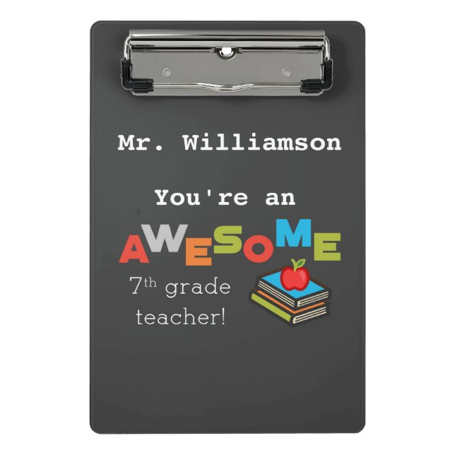 Minicarpeta De Pinza Profesora De Séptimo Grado Gracias Increíble (Anverso)