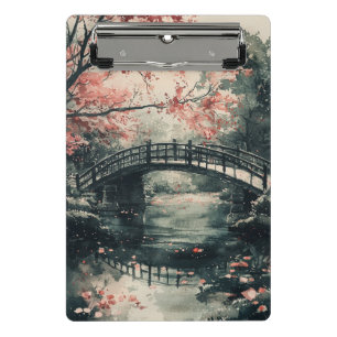 Minicarpeta De Pinza Puente de Flor de Cerezo Sumi-E Paisaje (1)