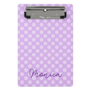 Minicarpeta De Pinza Punto de Polka de Lavanda Pálida Personalizada