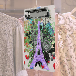 Minicarpeta De Pinza Púrpura Bling Torre Eiffel