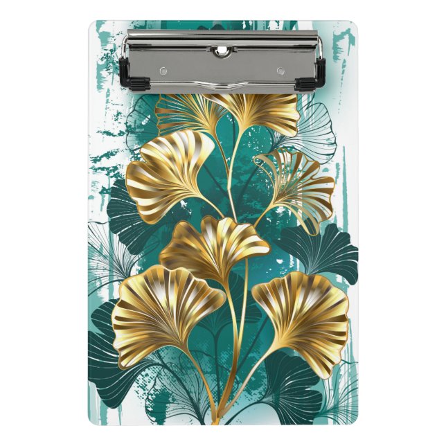 Minicarpeta De Pinza Rama con hojas doradas Ginko Biloba (Anverso)