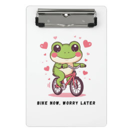Minicarpeta De Pinza Rana Adorable Montando Bicicleta | Regalo Divertid