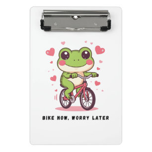 Minicarpeta De Pinza Rana Adorable Montando Bicicleta Regalo Divertid