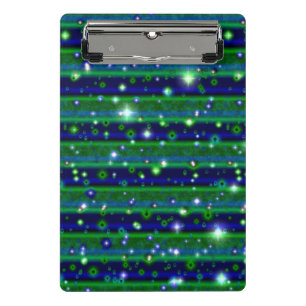 Minicarpeta De Pinza Rayas verdes azules con estrellas y gotas de lluvi