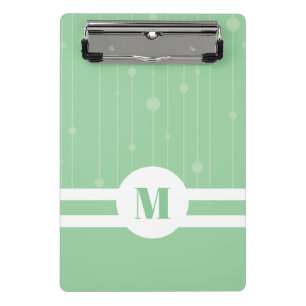 Minicarpeta De Pinza Rayas verdes de menta monograma moderno pastel